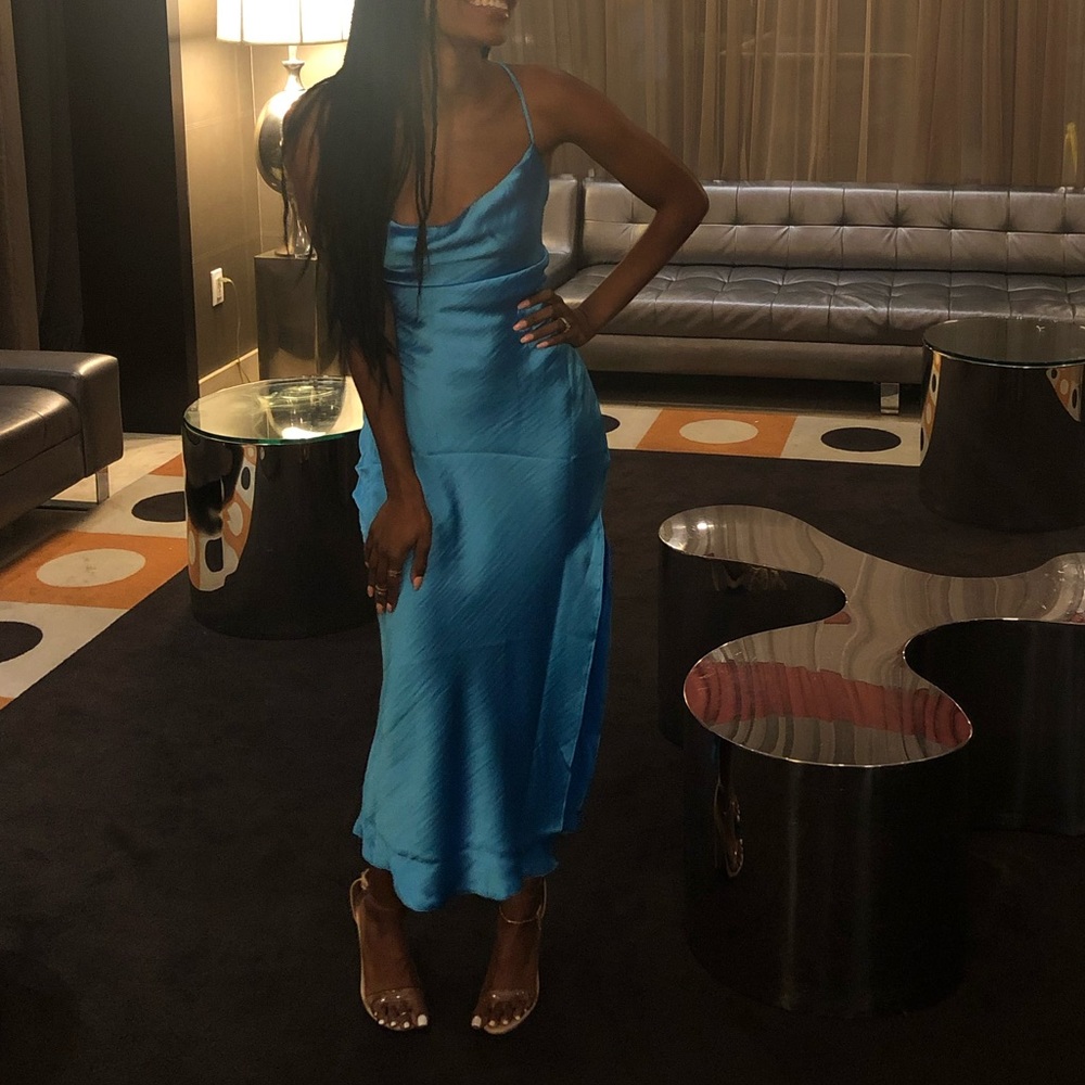 Asos sexy bright teal slip dress size small